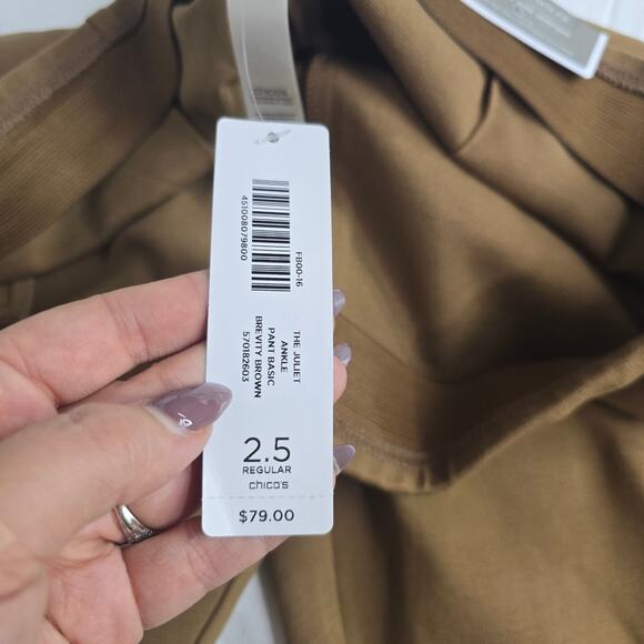Chico’s Juliet Ankle Pant Ultimate Fit Brevity Brown Ponte Knit Pant Size 2.5 - Picture 8 of 14